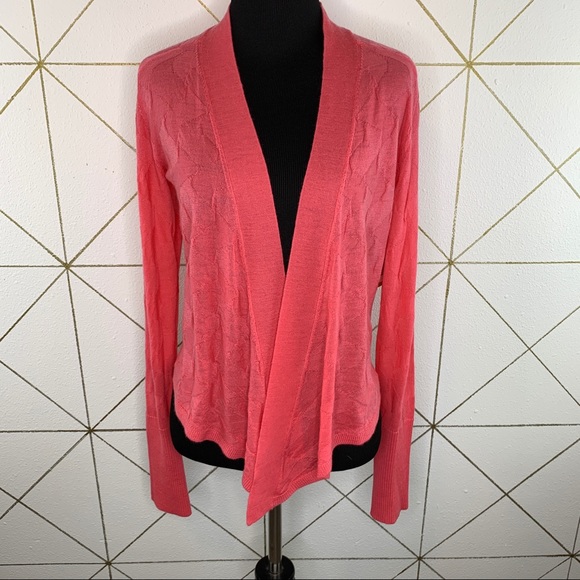 Title Nine Washable Wool Pink Open Front Cardigan